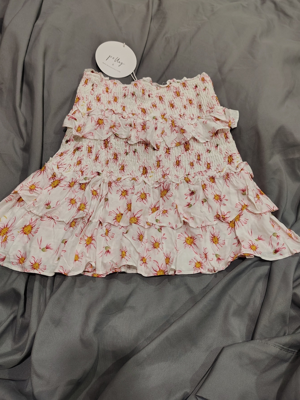 Princess Polly Floral Smocked Ruffle Mini Skirt Size 0